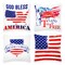G128 Patriotic Decoration Land of Free Waterproof Throw Pillow Covers | 18 x 18 In | Set of 4, Beautiful Cushion Covers for Independence Memorial Day Sofa Couch Decoration